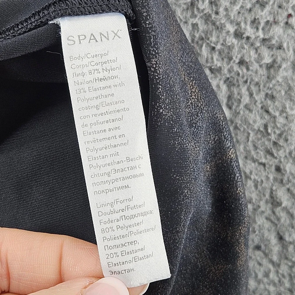SPANX Leggings Womens Medium Faux Leather Leopard Print Stretch Gym Training‎